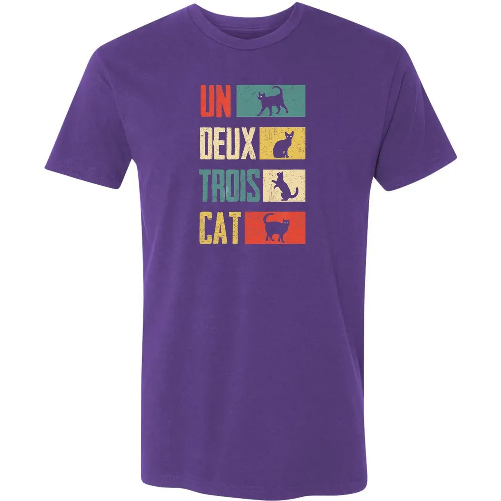 Cas Un Deux Trois Cat French Joke Vintage Cat Lover Premium Unisex T-shirt - 7
