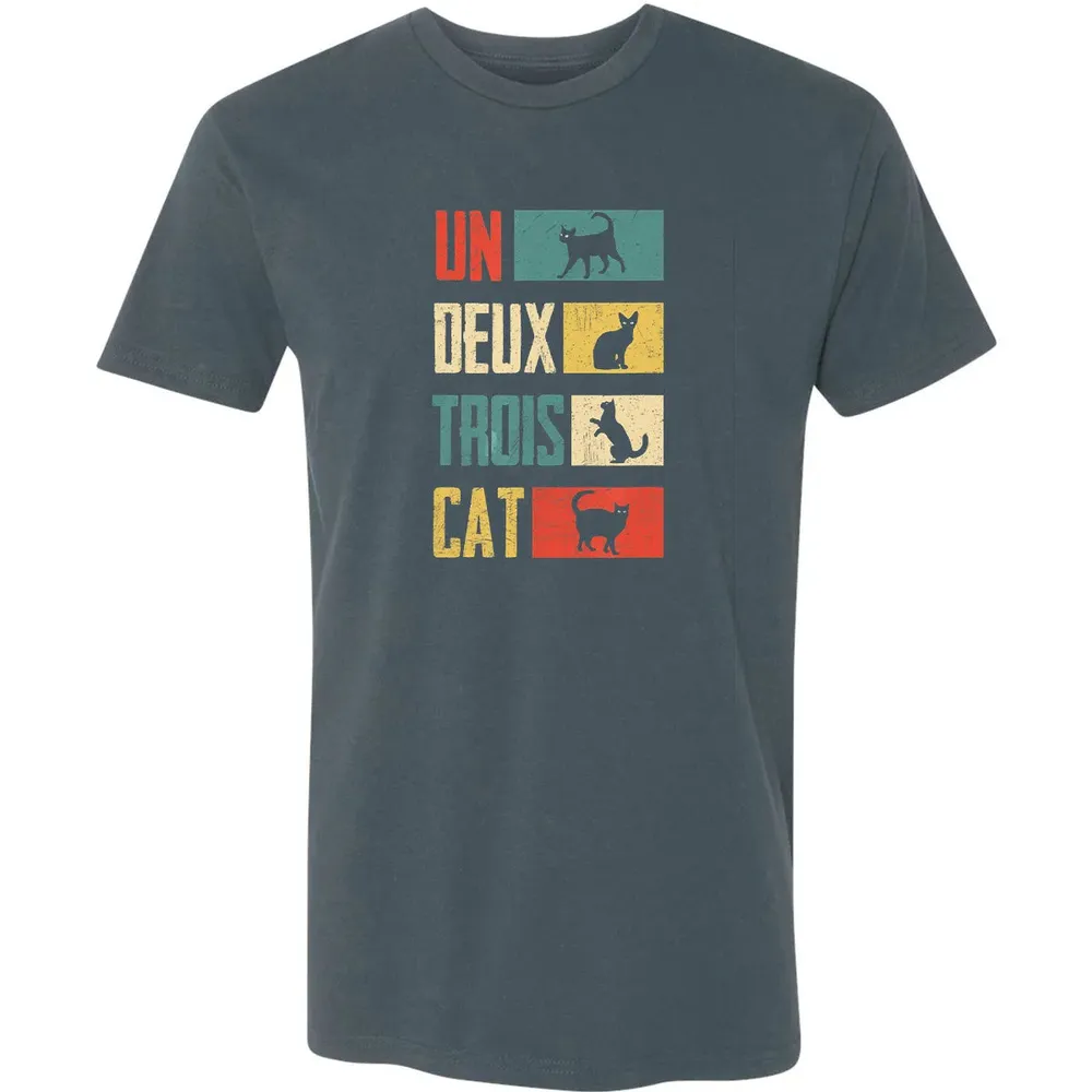 Cas Un Deux Trois Cat French Joke Vintage Cat Lover Premium Unisex T-shirt - 14