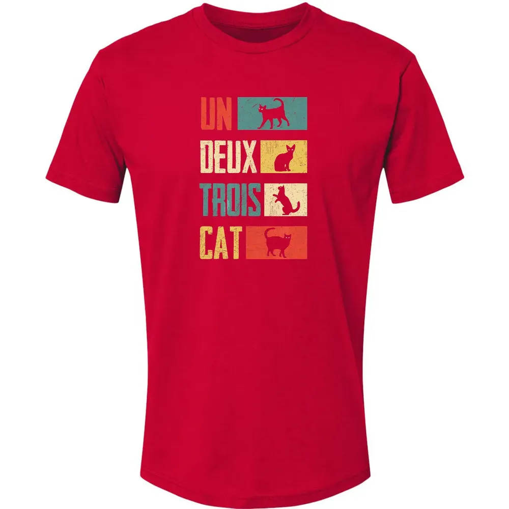 Cas Un Deux Trois Cat French Joke Vintage Cat Lover Premium Unisex T-shirt - 6