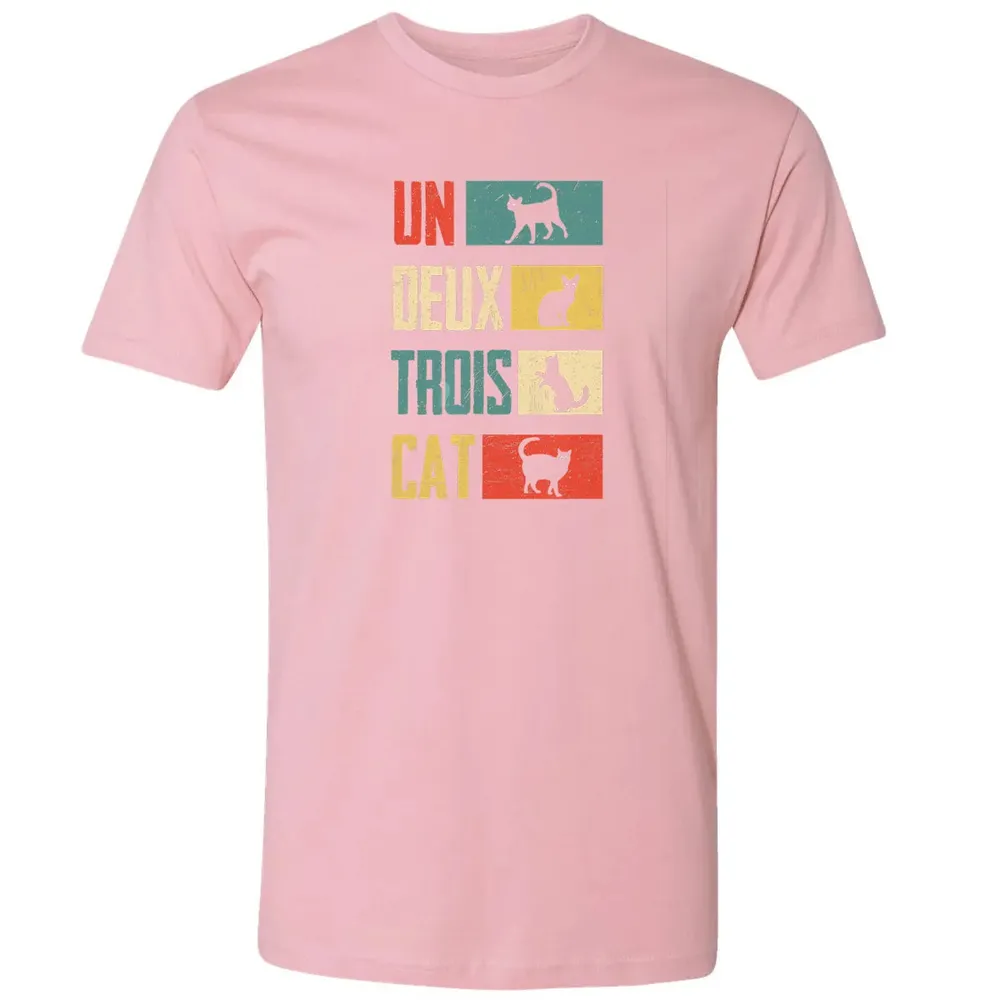 Cas Un Deux Trois Cat French Joke Vintage Cat Lover Premium Unisex T-shirt - 3