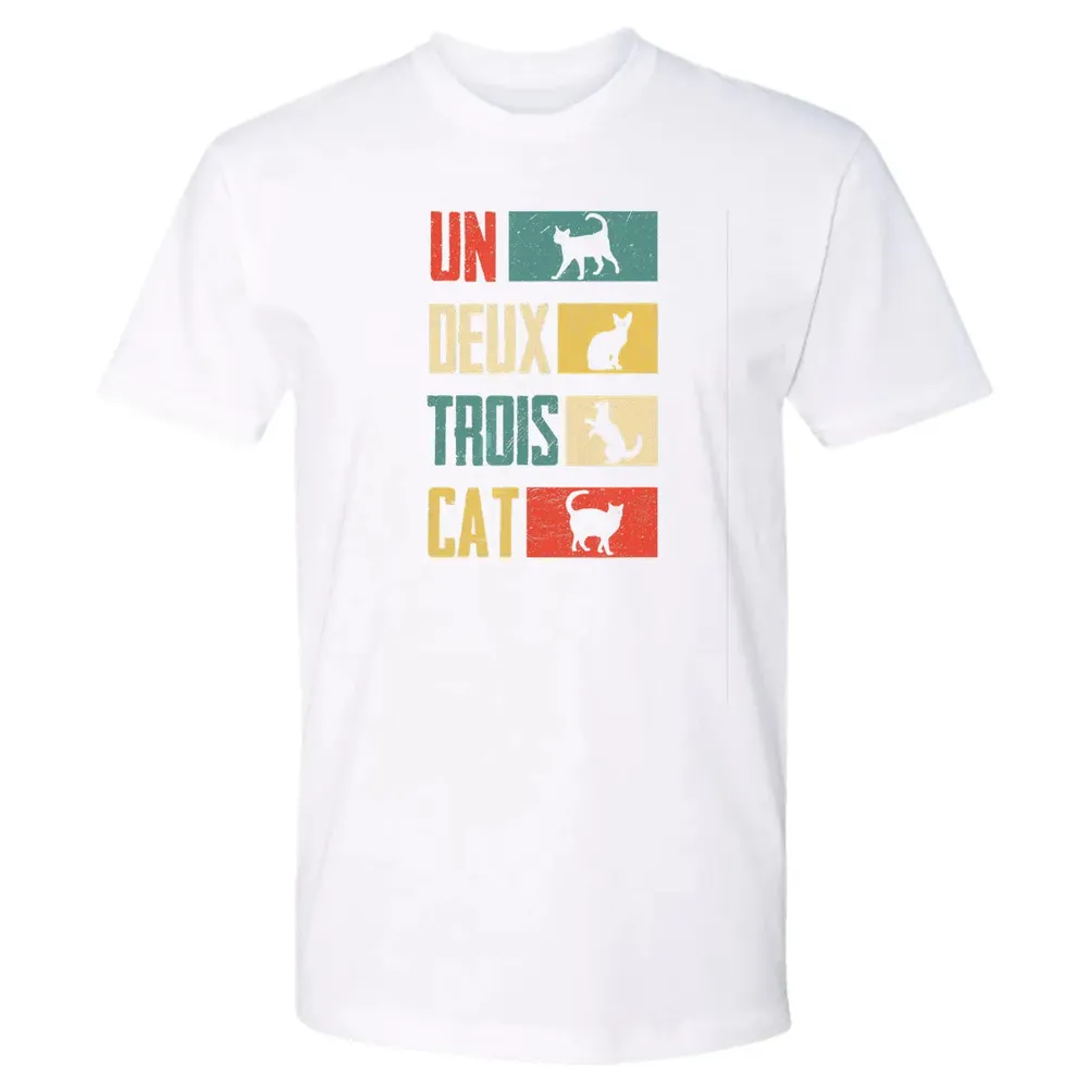 Cas Un Deux Trois Cat French Joke Vintage Cat Lover Premium Unisex T-shirt - 4