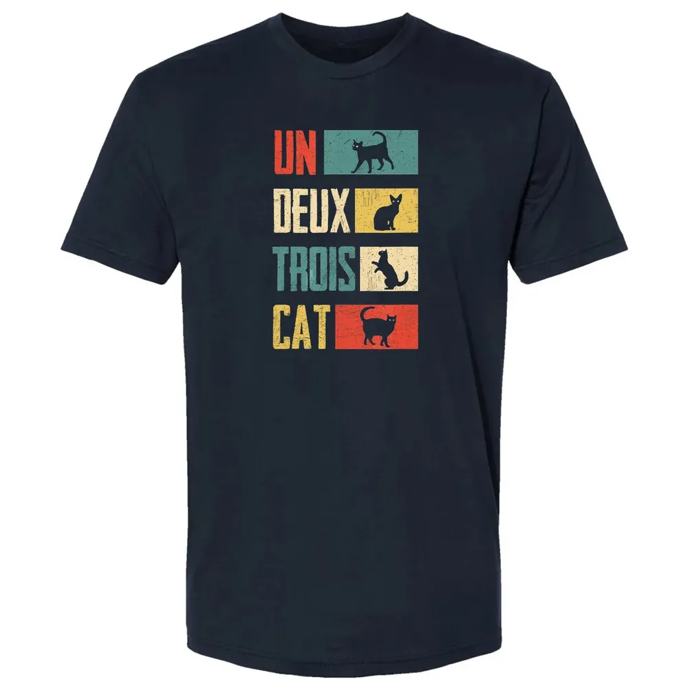 Cas Un Deux Trois Cat French Joke Vintage Cat Lover Premium Unisex T-shirt - 2