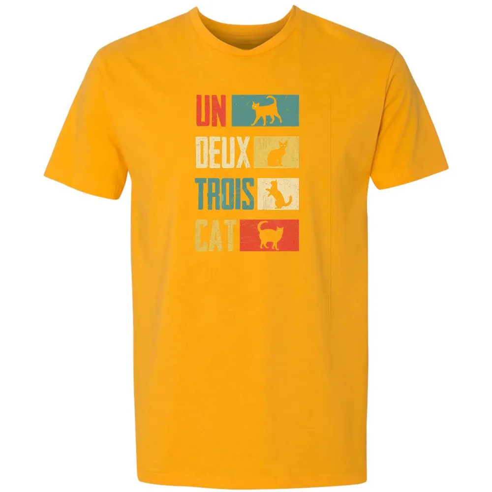 Cas Un Deux Trois Cat French Joke Vintage Cat Lover Premium Unisex T-shirt - 11