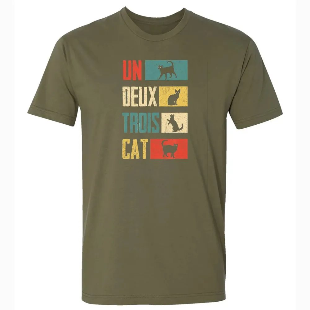 Cas Un Deux Trois Cat French Joke Vintage Cat Lover Premium Unisex T-shirt - 5