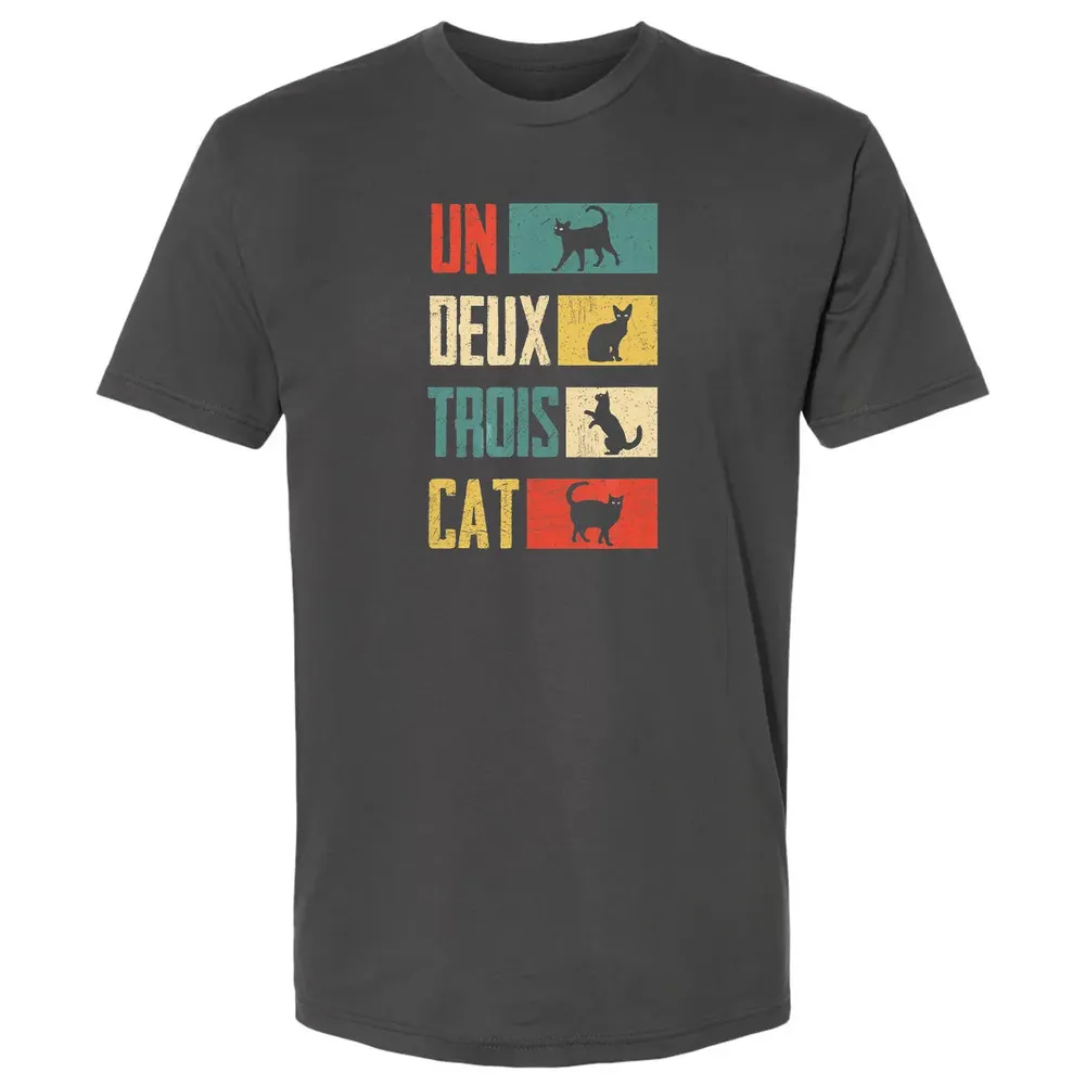 Cas Un Deux Trois Cat French Joke Vintage Cat Lover Premium Unisex T-shirt - 8