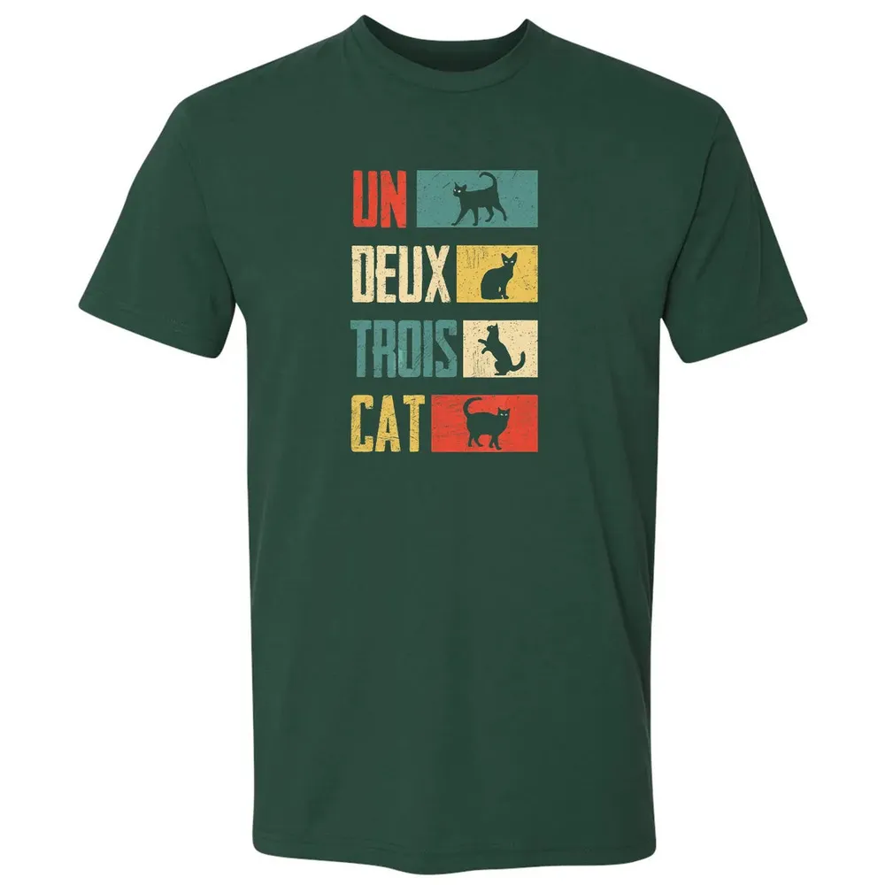 Cas Un Deux Trois Cat French Joke Vintage Cat Lover Premium Unisex T-shirt - 12