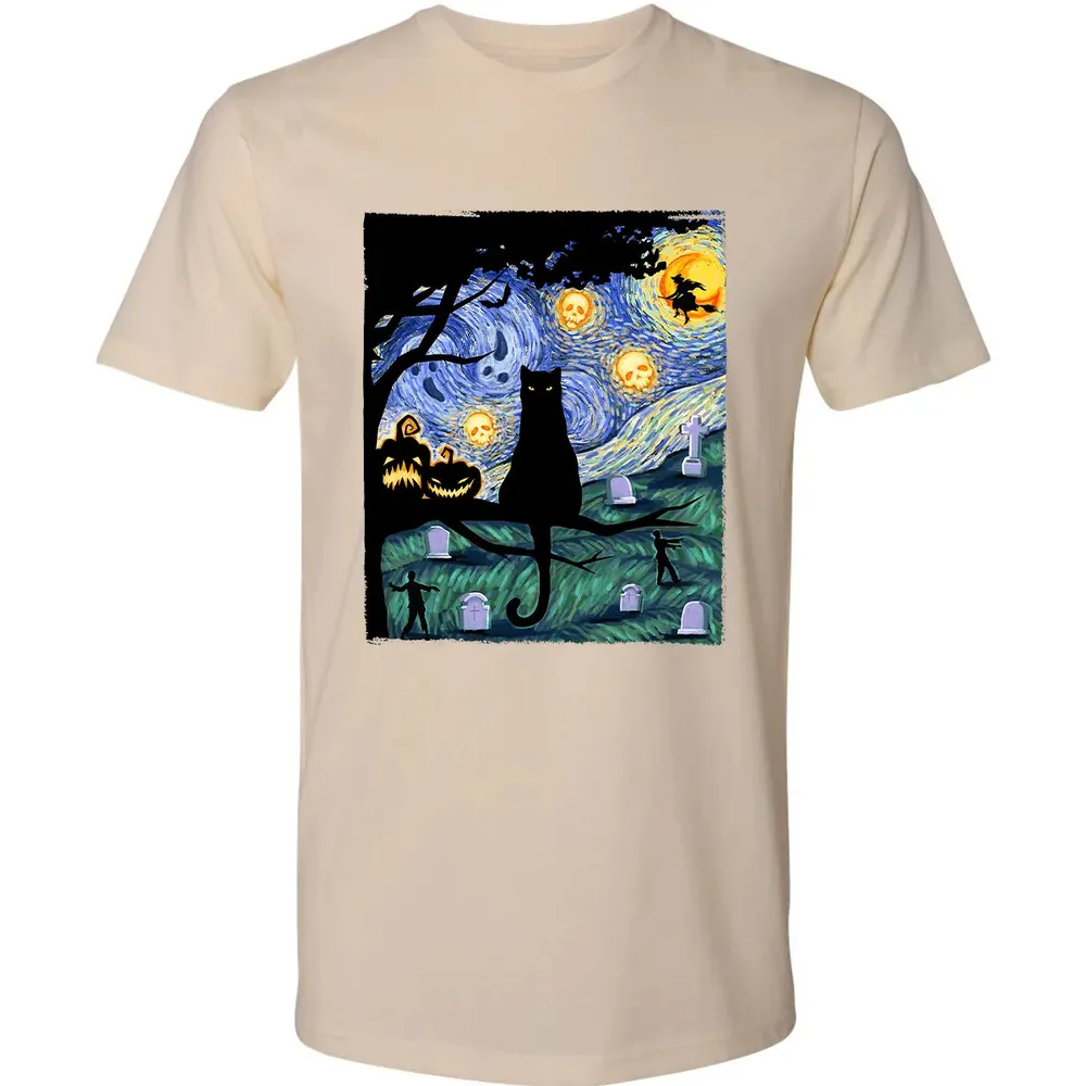 Scary Night Cat Premium Unisex T-shirt - 13