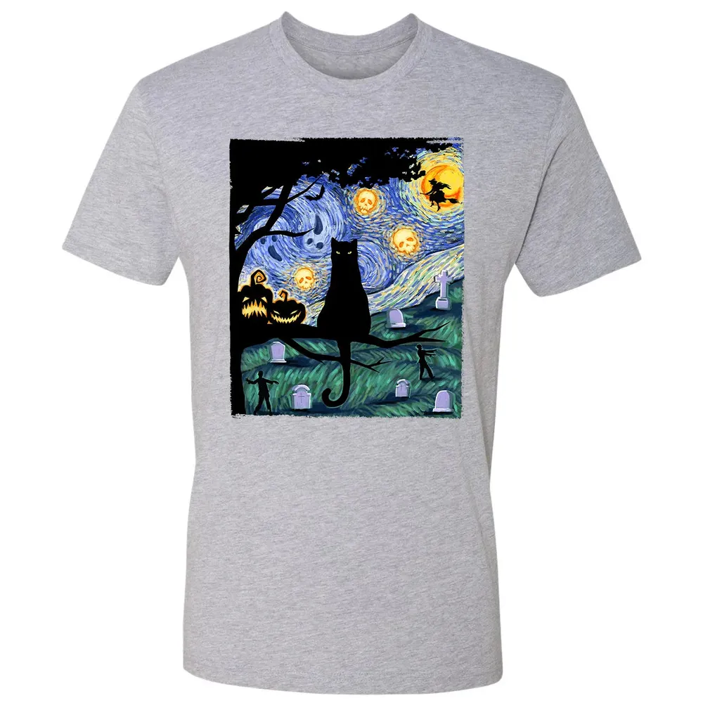 Scary Night Cat Premium Unisex T-shirt - 9