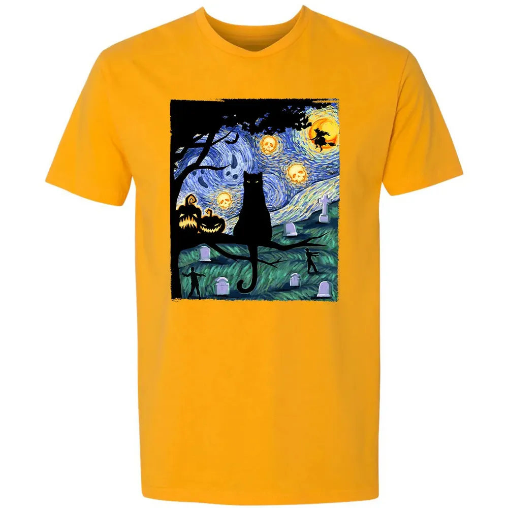 Scary Night Cat Premium Unisex T-shirt - 11
