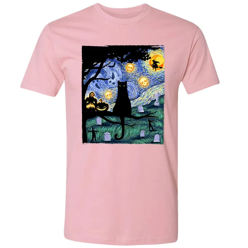 Scary Night Cat Premium Unisex T-shirt - 3