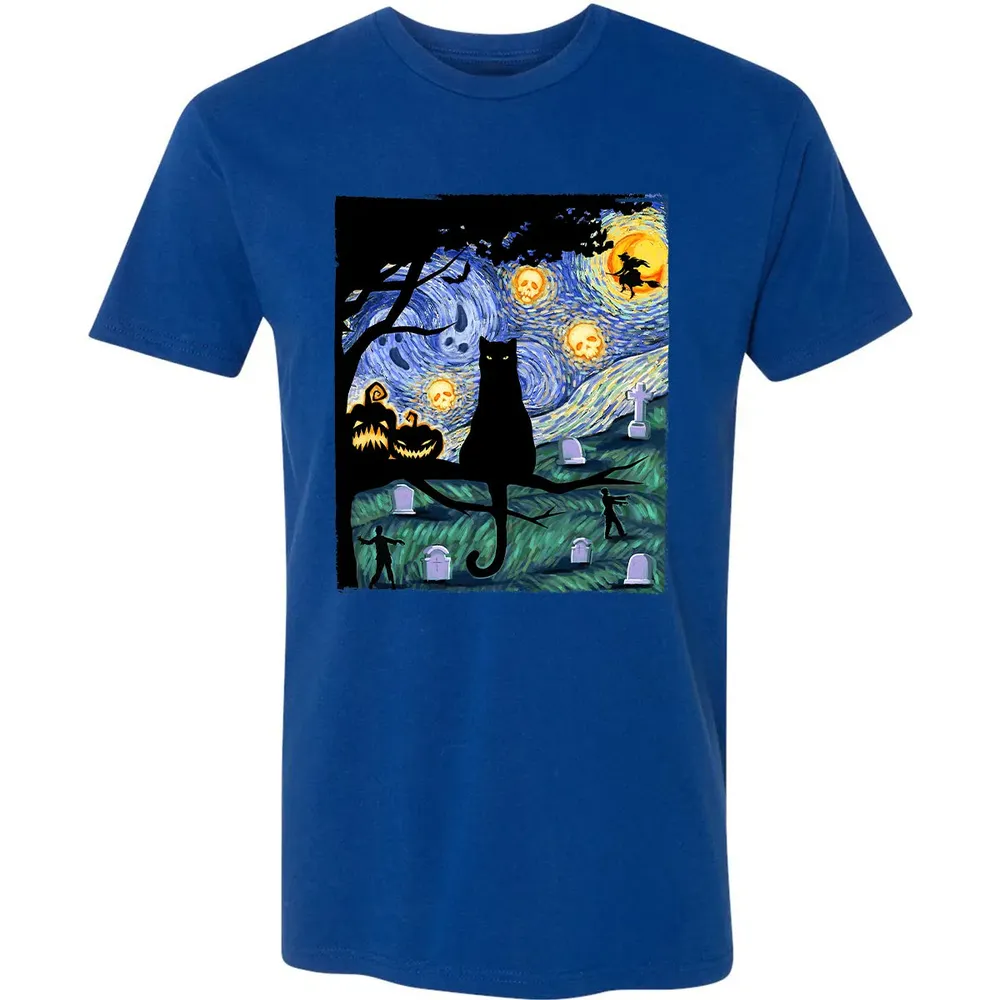 Scary Night Cat Premium Unisex T-shirt - 10