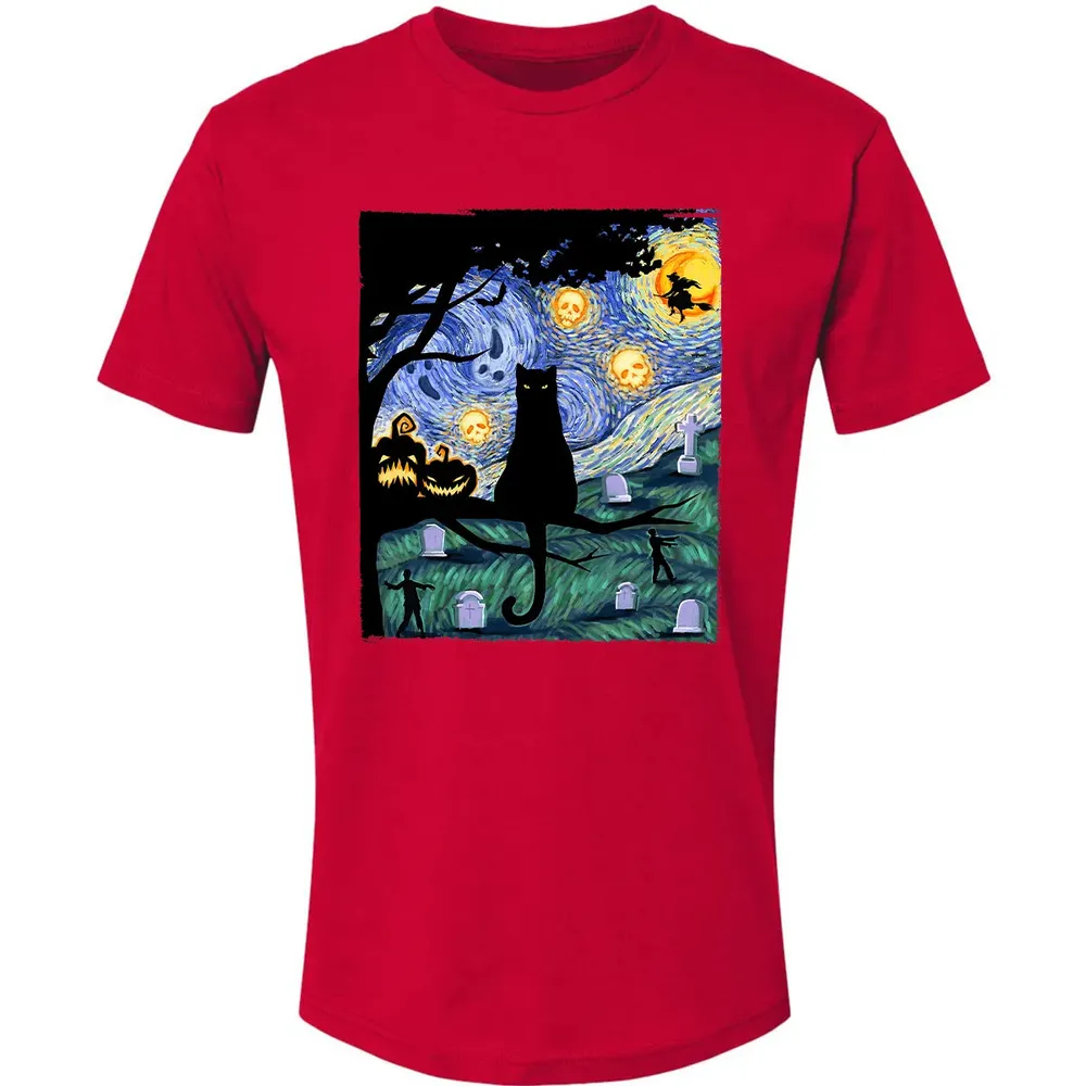 Scary Night Cat Premium Unisex T-shirt - 6