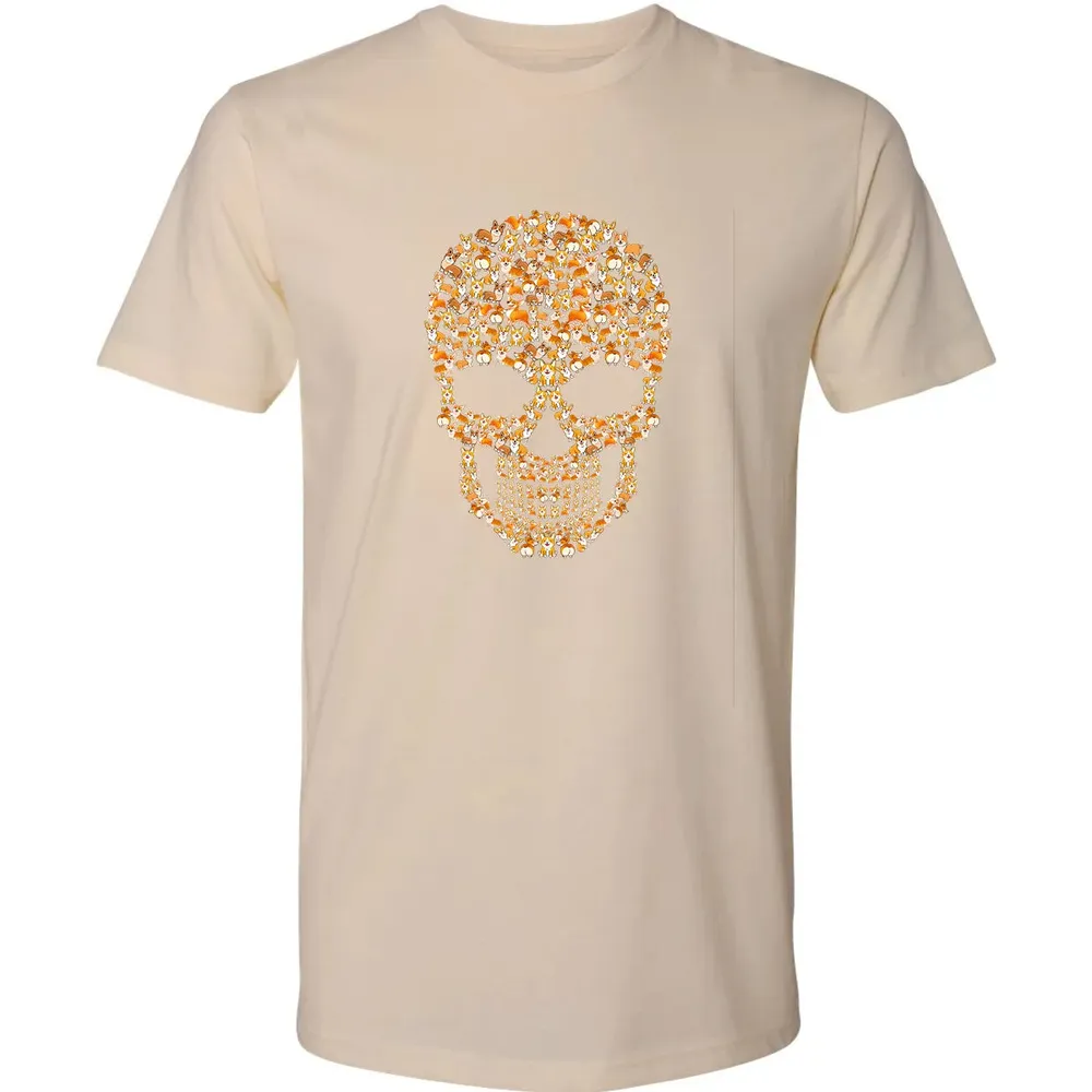 Funny Corgi Skull Halloween  For Men Womans Premium Unisex T-shirt - 13