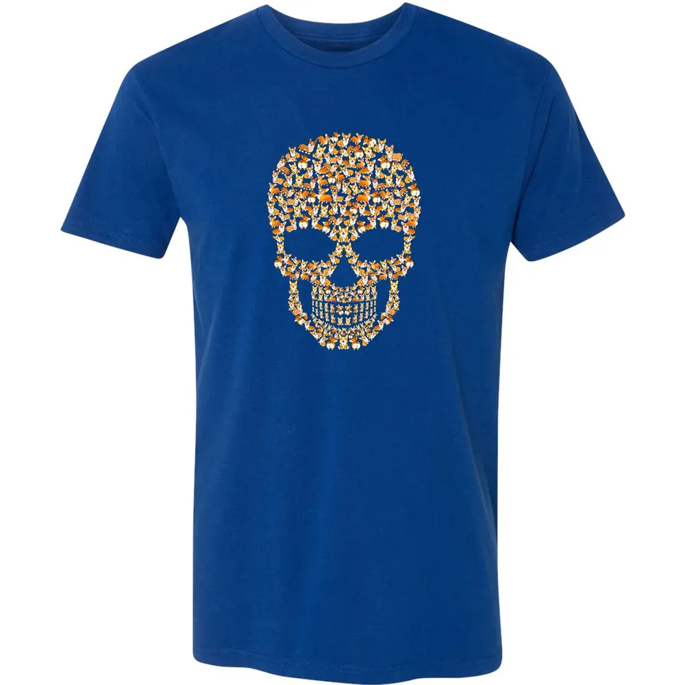 Funny Corgi Skull Halloween  For Men Womans Premium Unisex T-shirt - 10