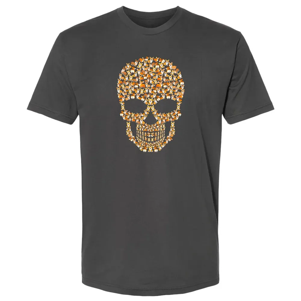 Funny Corgi Skull Halloween  For Men Womans Premium Unisex T-shirt - 8