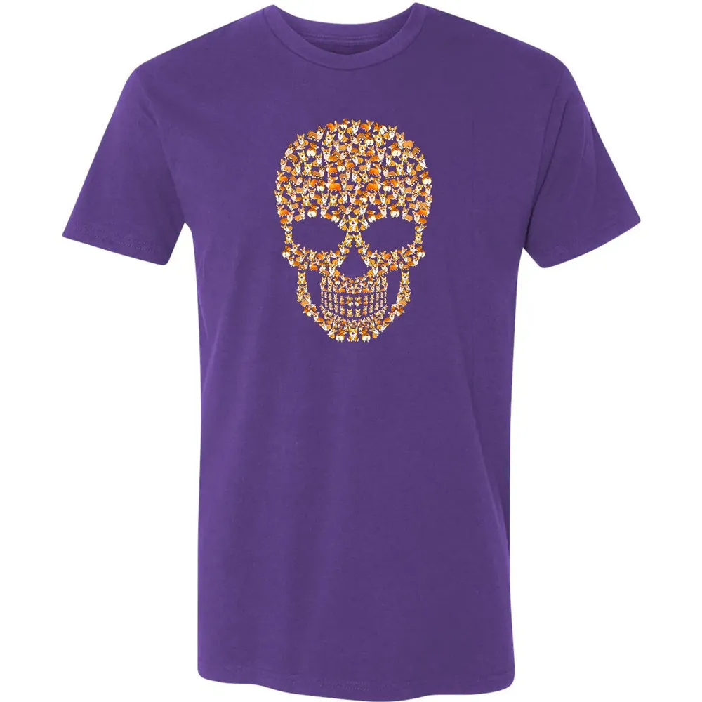 Funny Corgi Skull Halloween  For Men Womans Premium Unisex T-shirt - 7