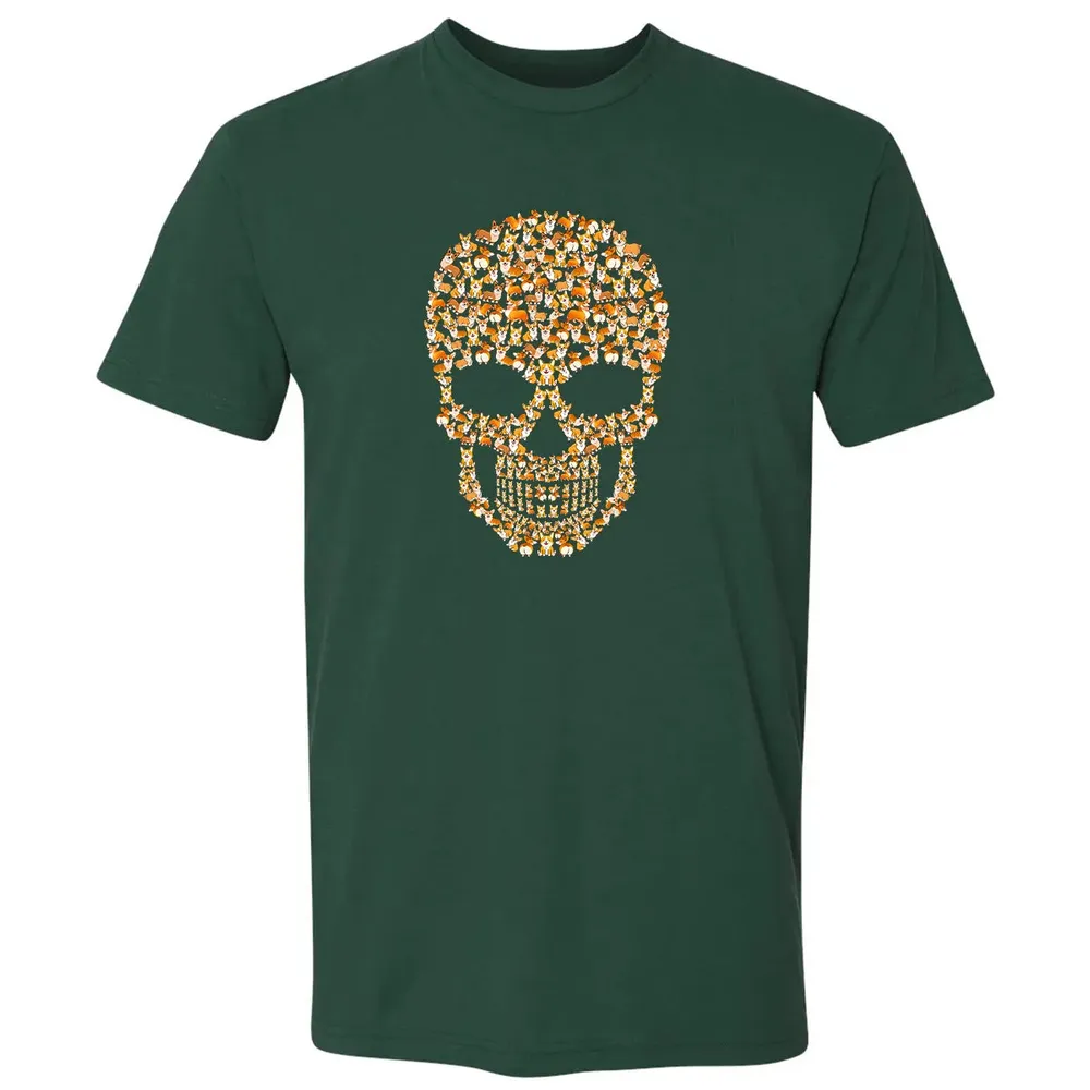 Funny Corgi Skull Halloween  For Men Womans Premium Unisex T-shirt - 12