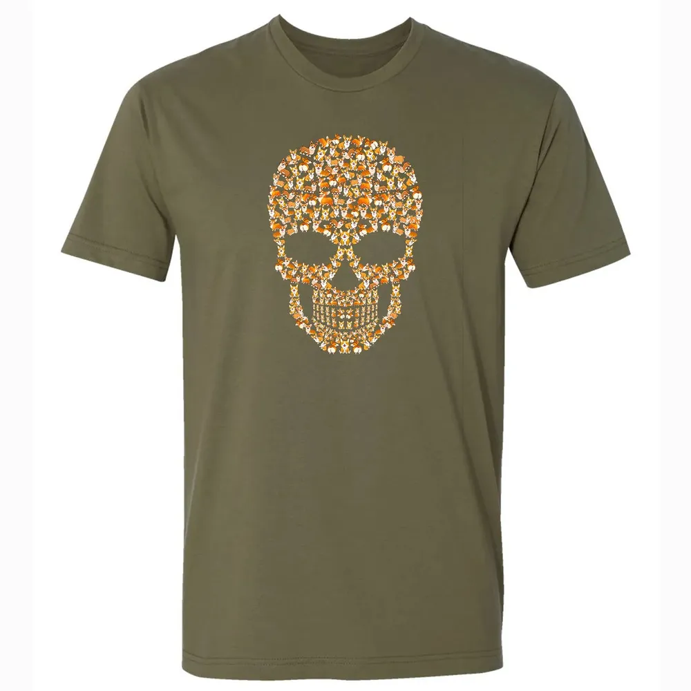 Funny Corgi Skull Halloween  For Men Womans Premium Unisex T-shirt - 5