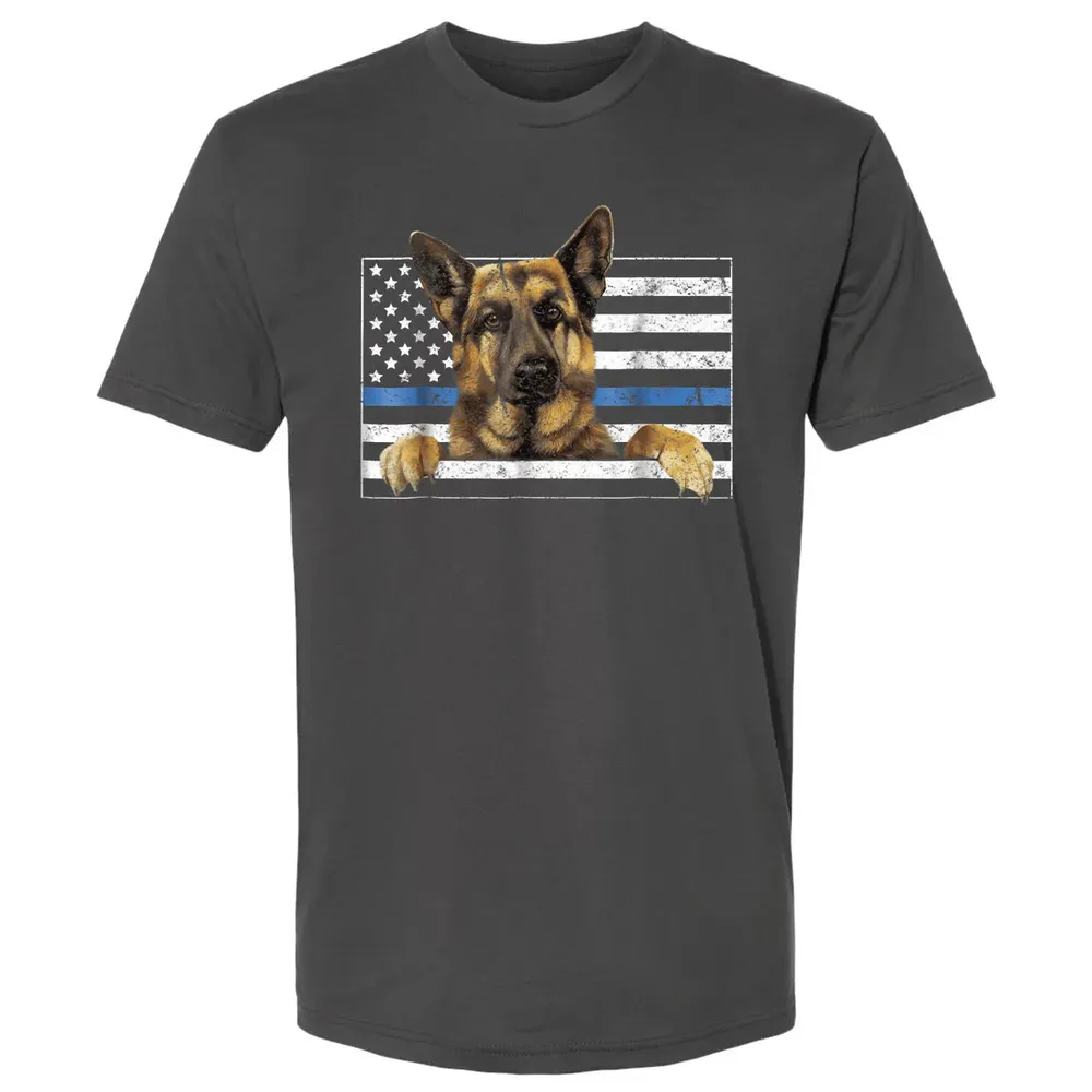 Thin Blue Line K9 German Shepherd T Dog Police Officer Premium Unisex T-shirt - 8