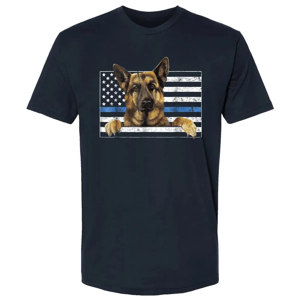 Thin Blue Line K9 German Shepherd T Dog Police Officer Premium Unisex T-shirt - 2