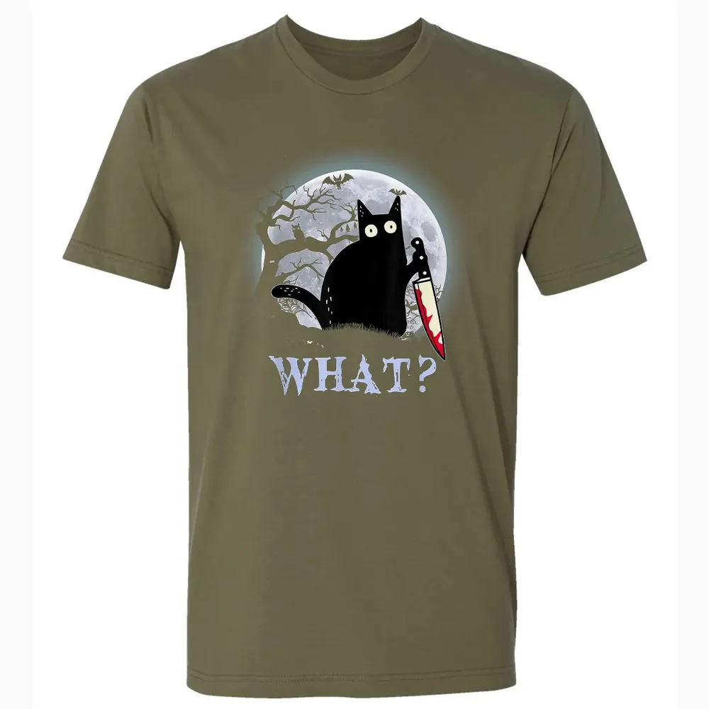 Cat What? Murderous Halloween Premium Unisex T-shirt - 5