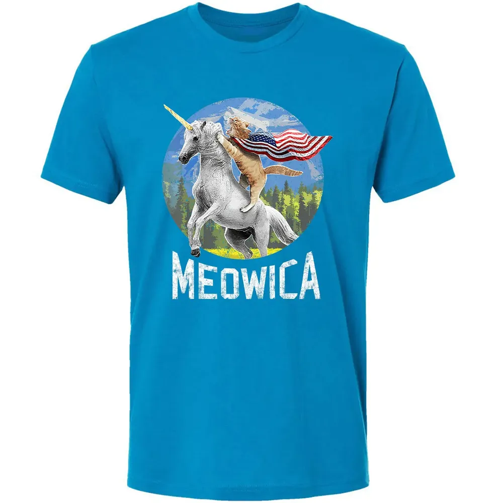Meowica Unicorn Cat American Flag Patriotic 4th of July Kids Premium Unisex T-shirt - 15