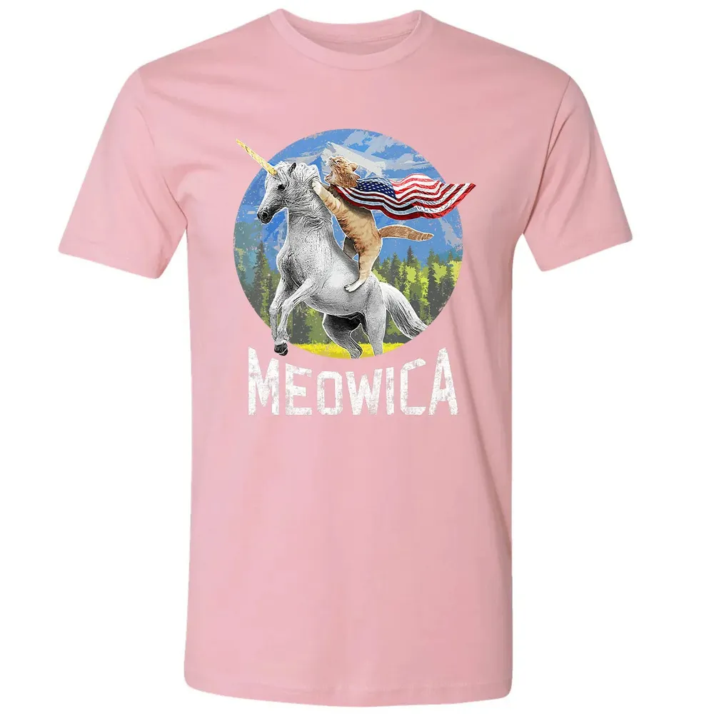 Meowica Unicorn Cat American Flag Patriotic 4th of July Kids Premium Unisex T-shirt - 3