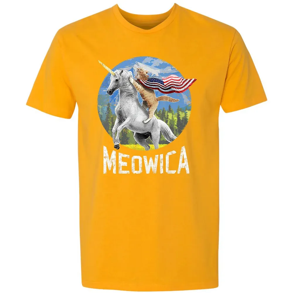 Meowica Unicorn Cat American Flag Patriotic 4th of July Kids Premium Unisex T-shirt - 11