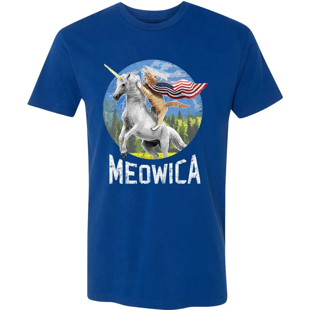 Meowica Unicorn Cat American Flag Patriotic 4th of July Kids Premium Unisex T-shirt - 10