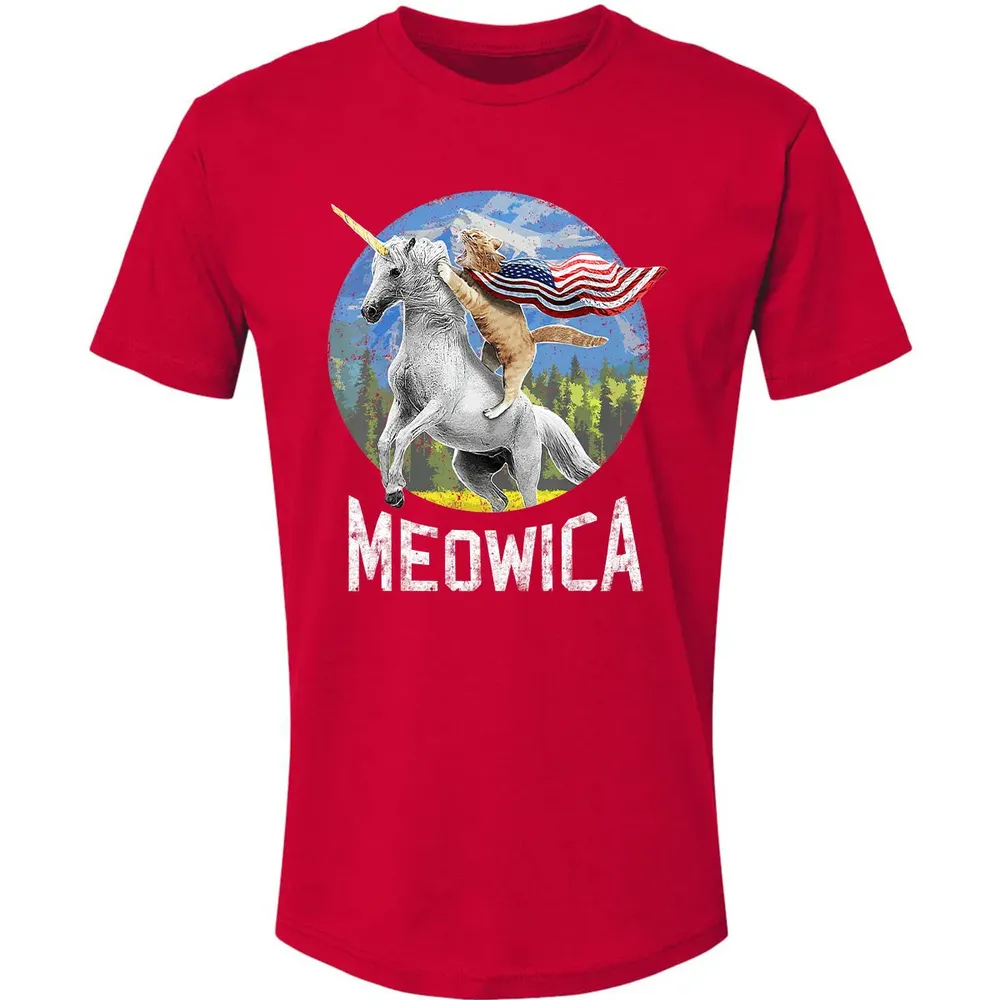 Meowica Unicorn Cat American Flag Patriotic 4th of July Kids Premium Unisex T-shirt - 6
