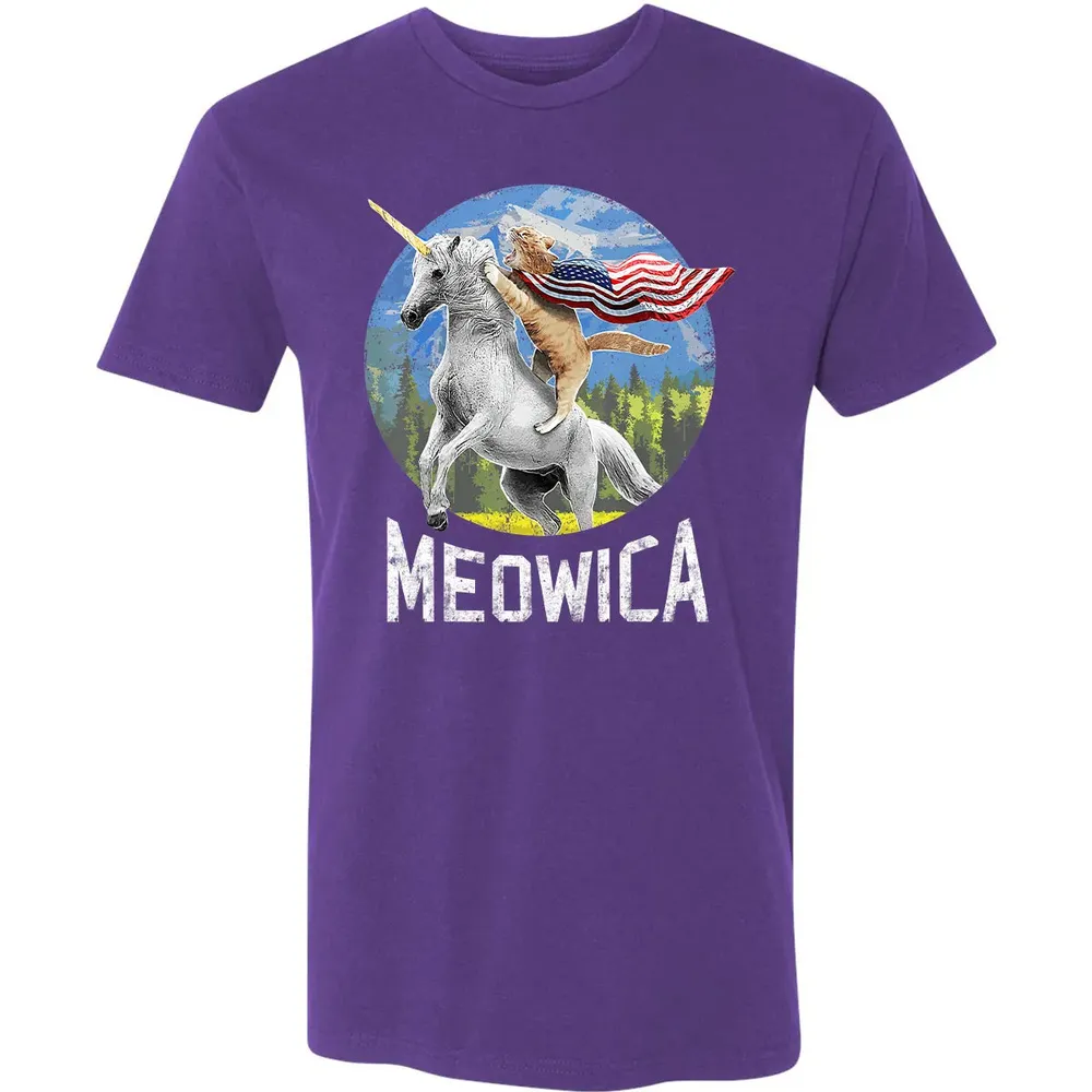 Meowica Unicorn Cat American Flag Patriotic 4th of July Kids Premium Unisex T-shirt - 7