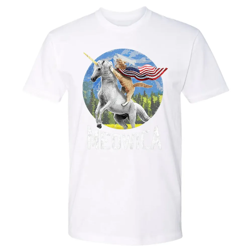 Meowica Unicorn Cat American Flag Patriotic 4th of July Kids Premium Unisex T-shirt - 4