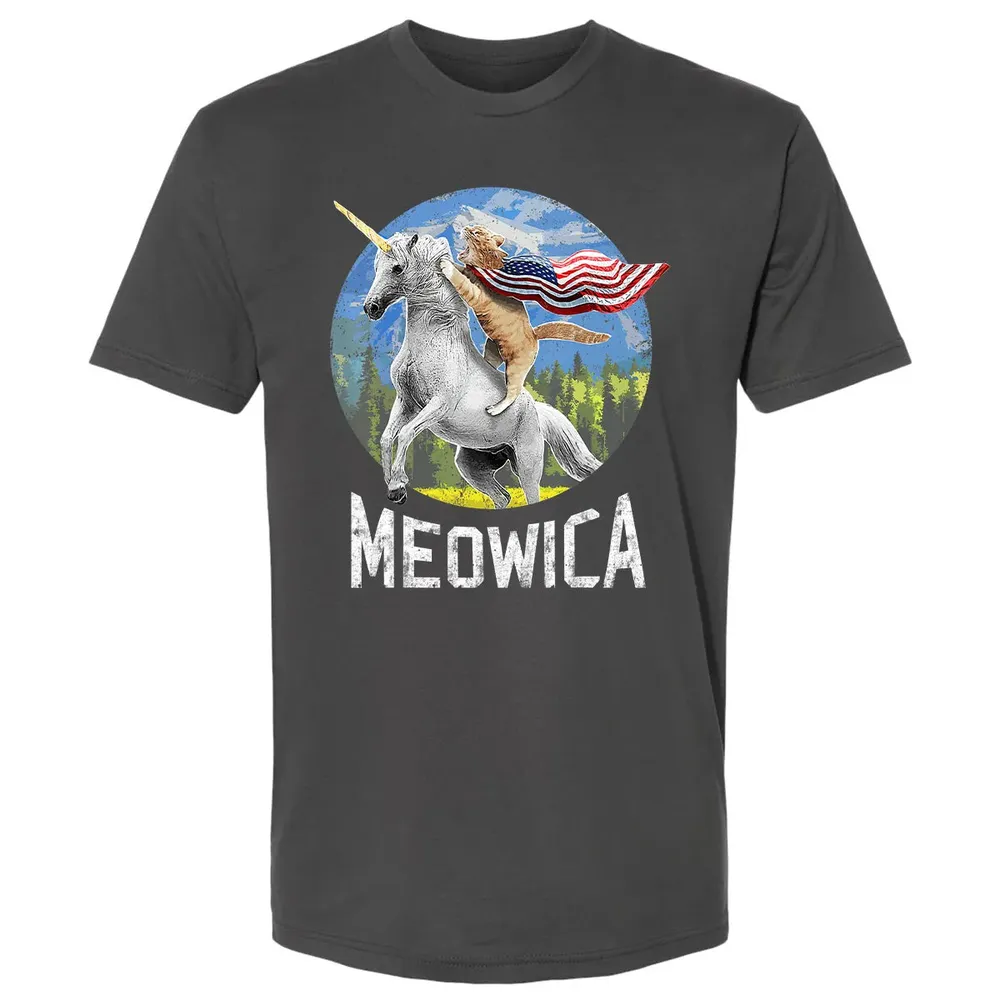Meowica Unicorn Cat American Flag Patriotic 4th of July Kids Premium Unisex T-shirt - 8