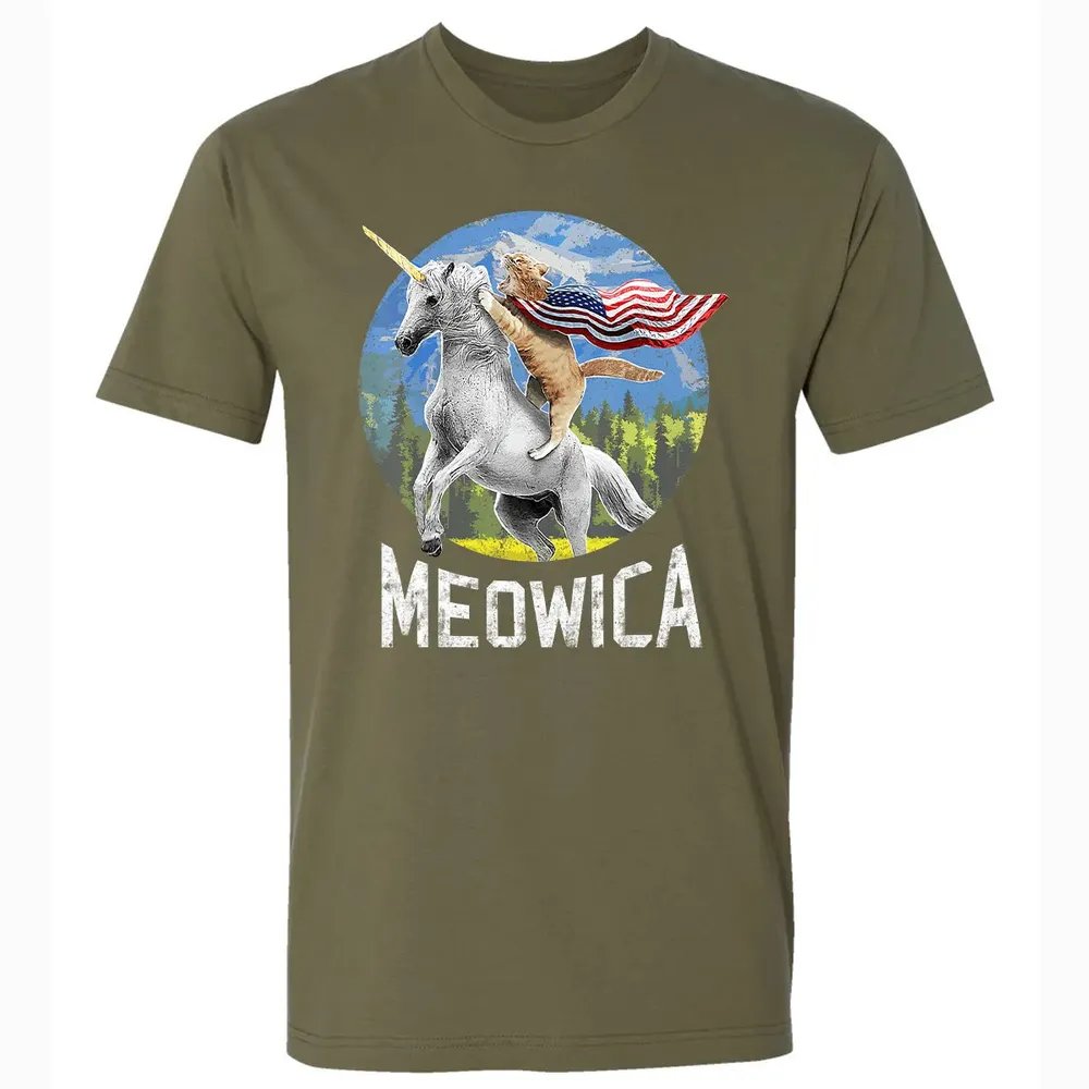Meowica Unicorn Cat American Flag Patriotic 4th of July Kids Premium Unisex T-shirt - 5