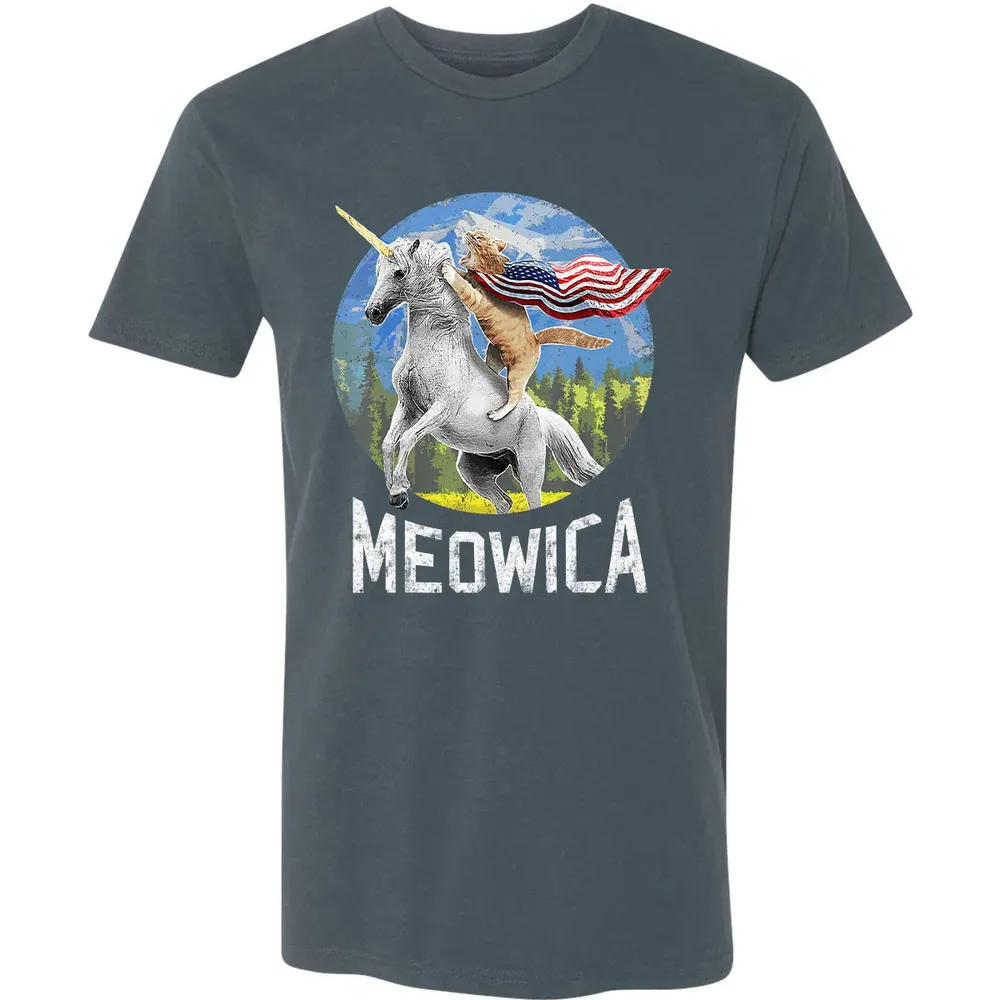Meowica Unicorn Cat American Flag Patriotic 4th of July Kids Premium Unisex T-shirt - 14