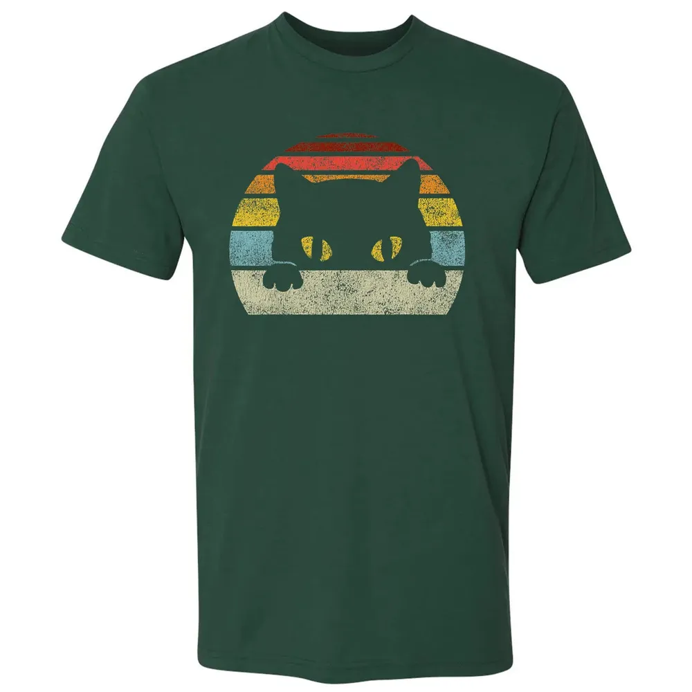 Vintage Black Cat Lover, Retro Style Cats Gift Premium Unisex T-shirt - 12