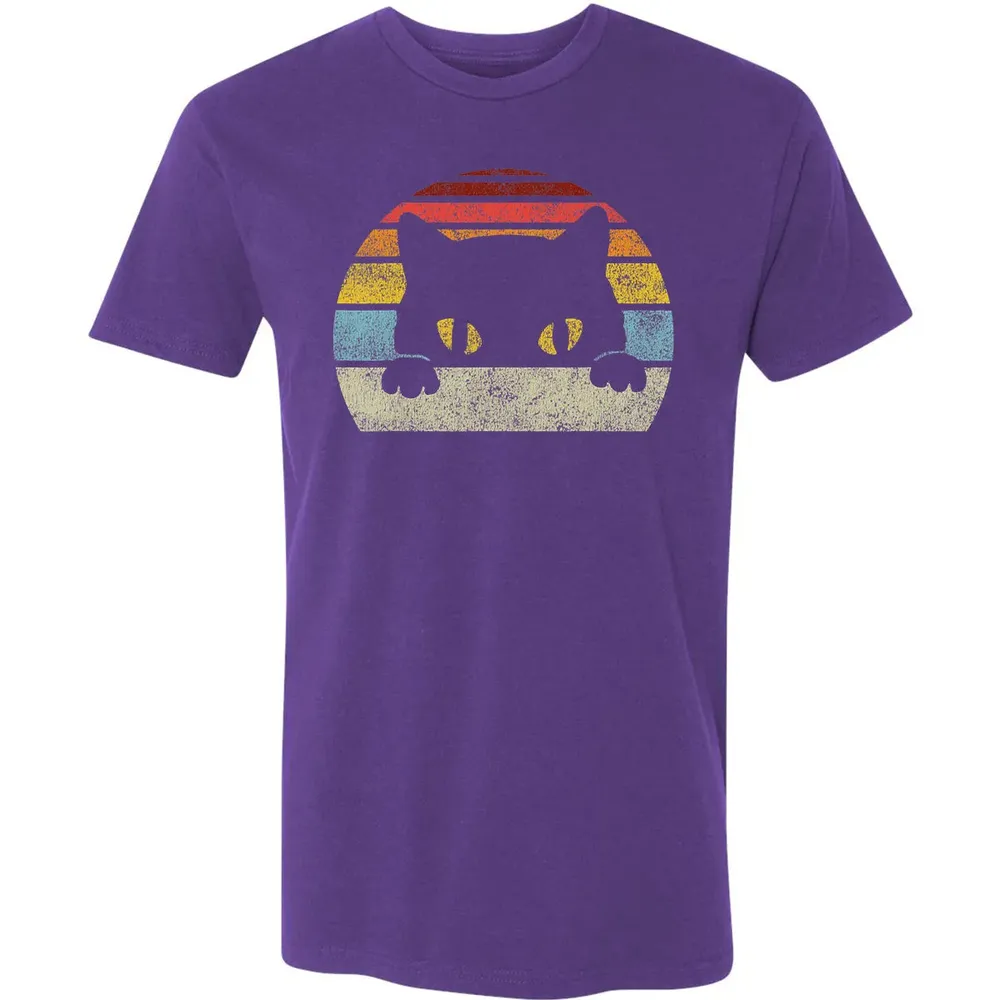 Vintage Black Cat Lover, Retro Style Cats Gift Premium Unisex T-shirt - 7