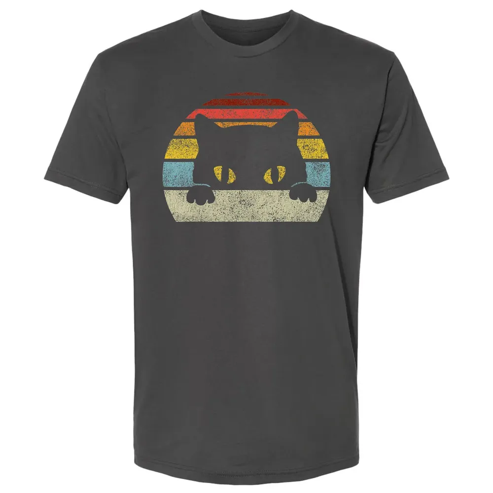 Vintage Black Cat Lover, Retro Style Cats Gift Premium Unisex T-shirt - 8