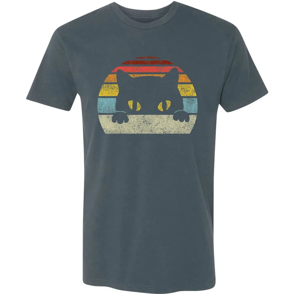 Vintage Black Cat Lover, Retro Style Cats Gift Premium Unisex T-shirt - 14
