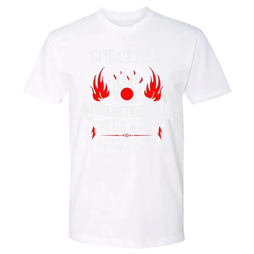 SORCERER, The Arcane Touched  (White Text) Premium Unisex T-shirt - 4