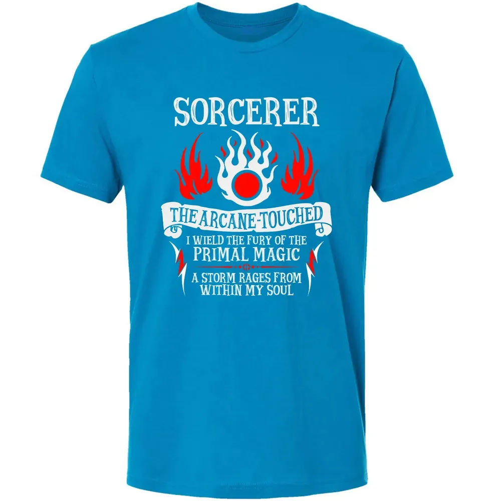 SORCERER, The Arcane Touched  (White Text) Premium Unisex T-shirt - 15