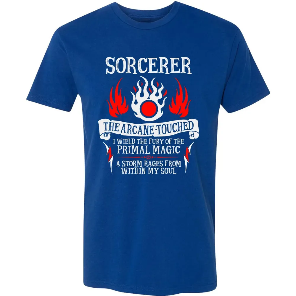 SORCERER, The Arcane Touched  (White Text) Premium Unisex T-shirt - 10