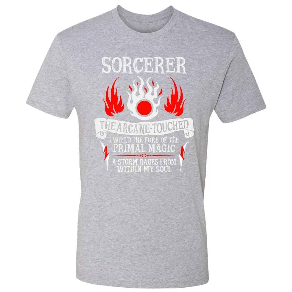 SORCERER, The Arcane Touched  (White Text) Premium Unisex T-shirt - 9