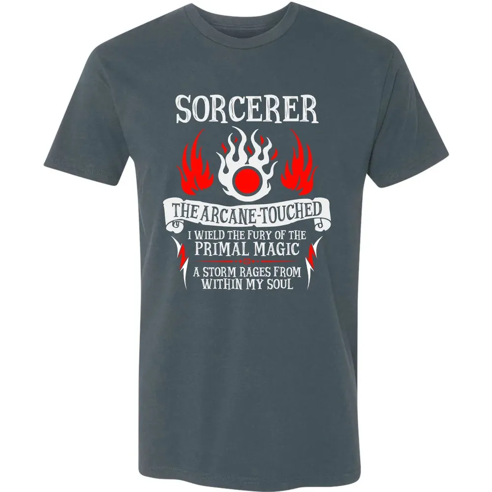 SORCERER, The Arcane Touched  (White Text) Premium Unisex T-shirt - 14