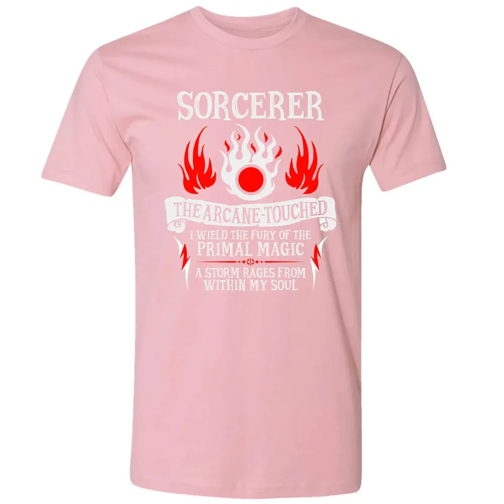 SORCERER, The Arcane Touched  (White Text) Premium Unisex T-shirt - 3