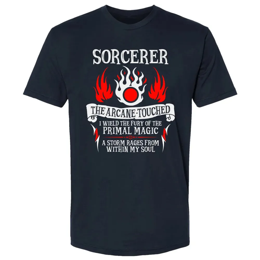 SORCERER, The Arcane Touched  (White Text) Premium Unisex T-shirt - 2