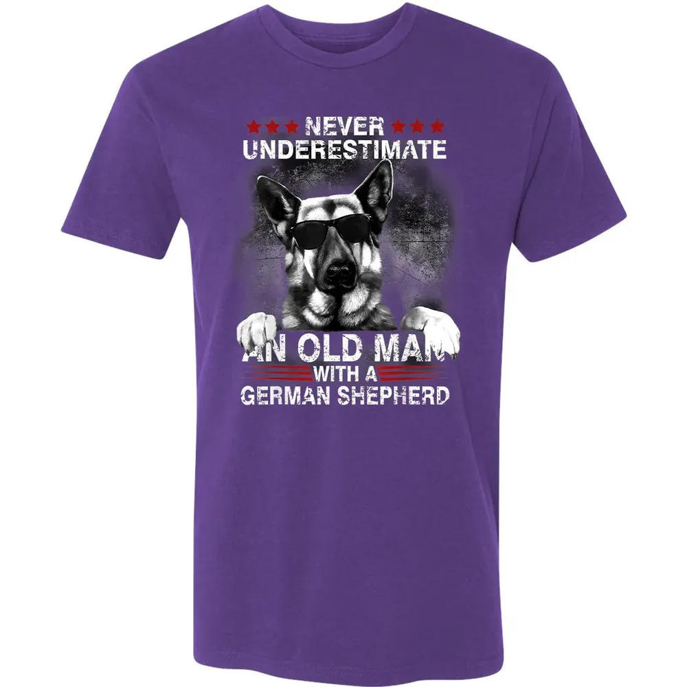 Never Underestimate An Old Man   German Shepherd Dog Premium Unisex T-shirt - 7