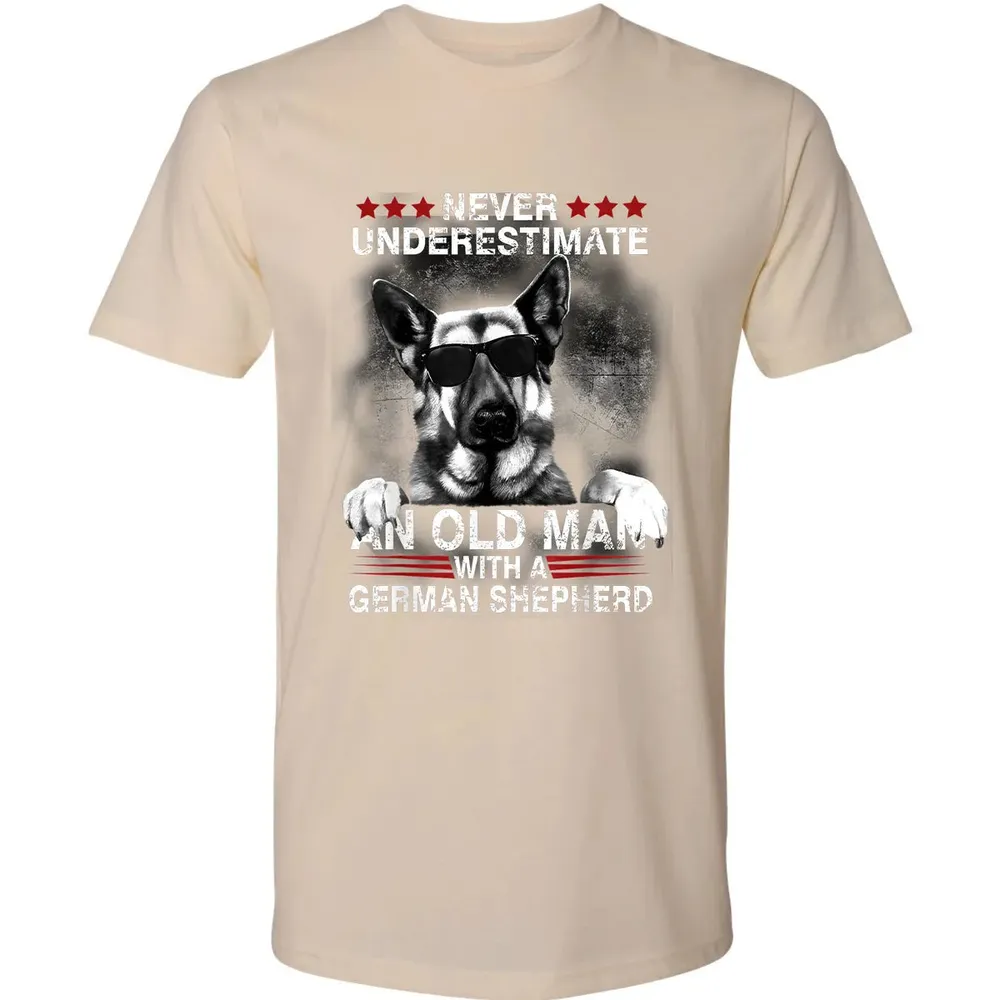 Never Underestimate An Old Man   German Shepherd Dog Premium Unisex T-shirt - 13