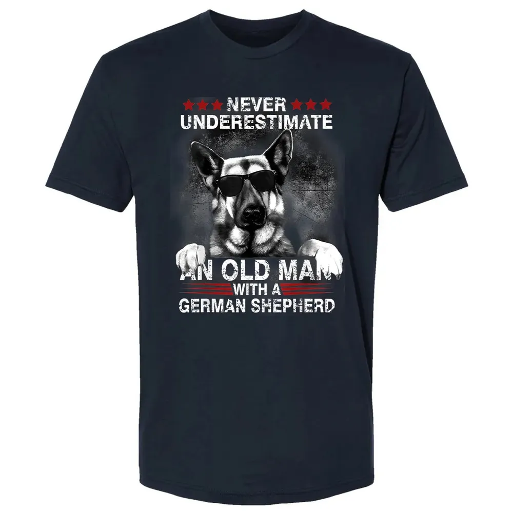 Never Underestimate An Old Man   German Shepherd Dog Premium Unisex T-shirt - 2