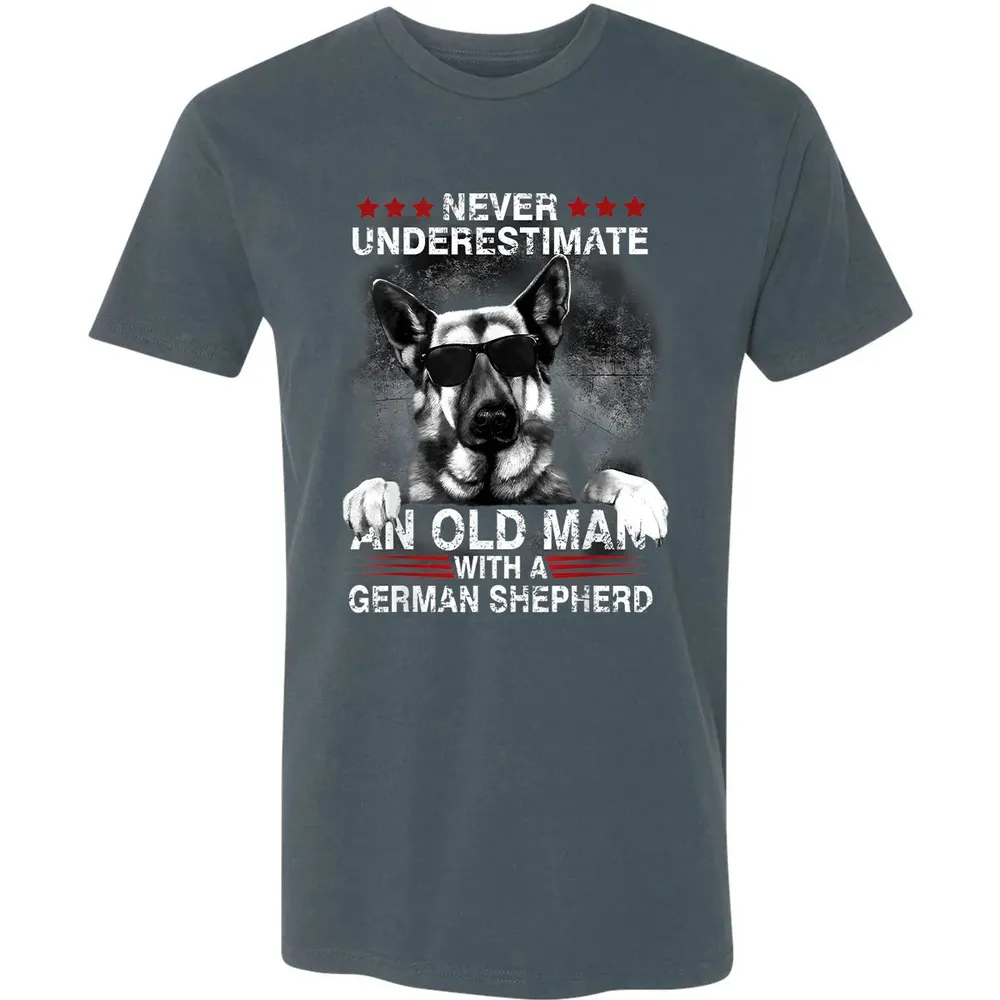 Never Underestimate An Old Man   German Shepherd Dog Premium Unisex T-shirt - 14
